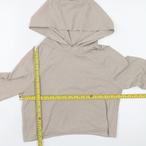 H&M Divided Women Beige Cotton Cropped Pullover Hoodie XS