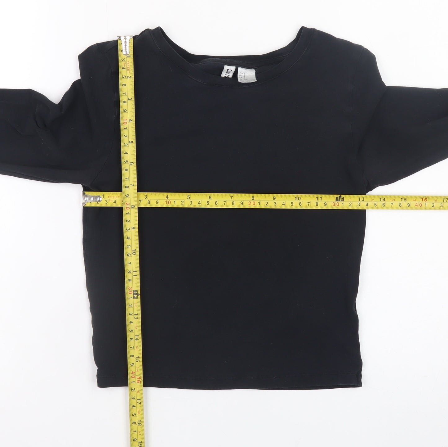 H&M Women’s Black Basic Long Sleeve Slim Fit Cotton Top Size 8