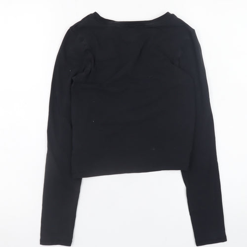 H&M Women’s Black Basic Long Sleeve Slim Fit Cotton Top Size 8