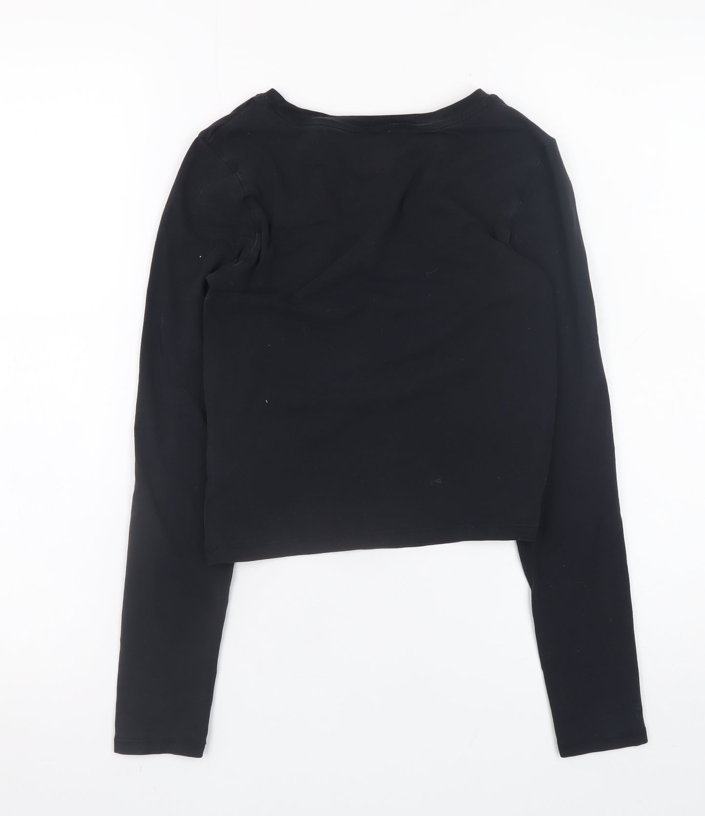 H&M Women’s Black Basic Long Sleeve Slim Fit Cotton Top Size 8