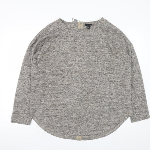 New Look Women Grey Pullover Sweatshirt L Long Sleeve Zip Back
