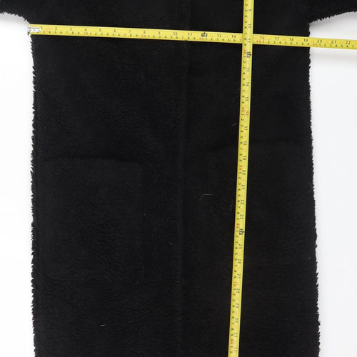 De la Crème Women's Black Long Fleece Overcoat Size 8