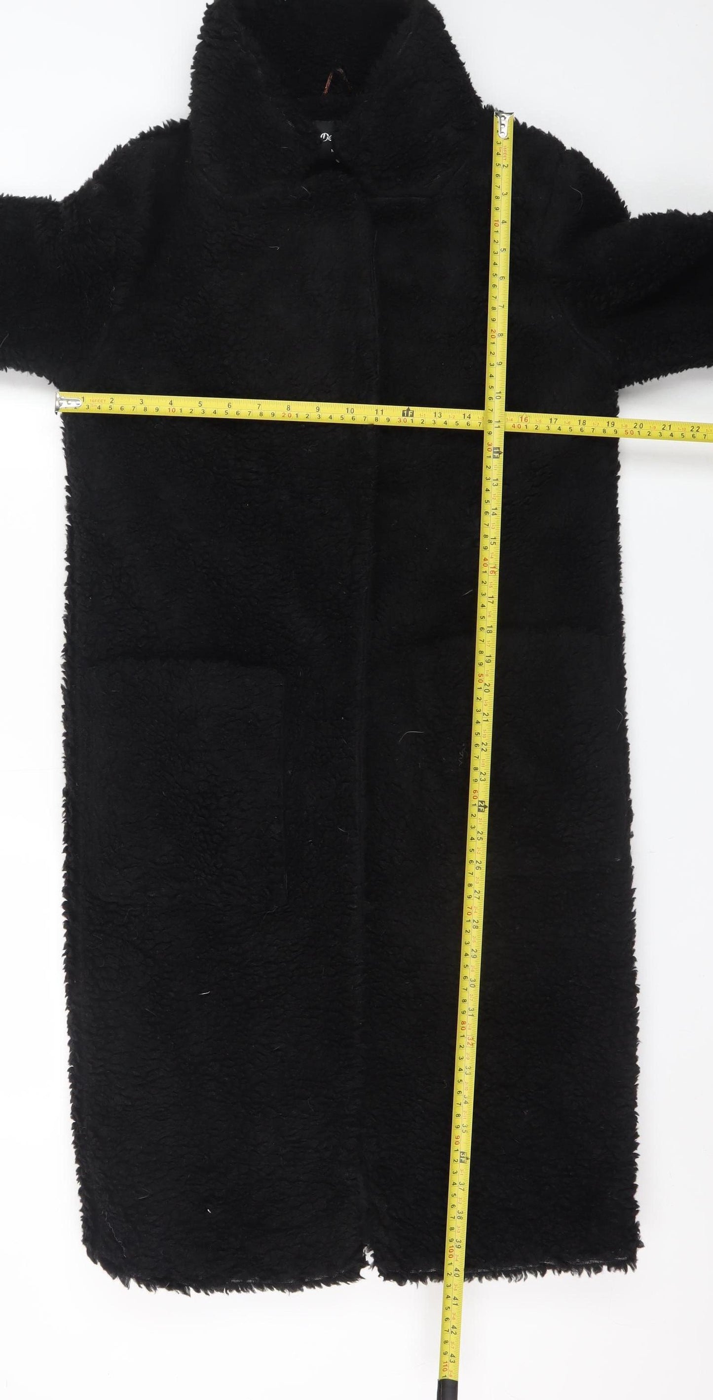 De la Crème Women's Black Long Fleece Overcoat Size 8