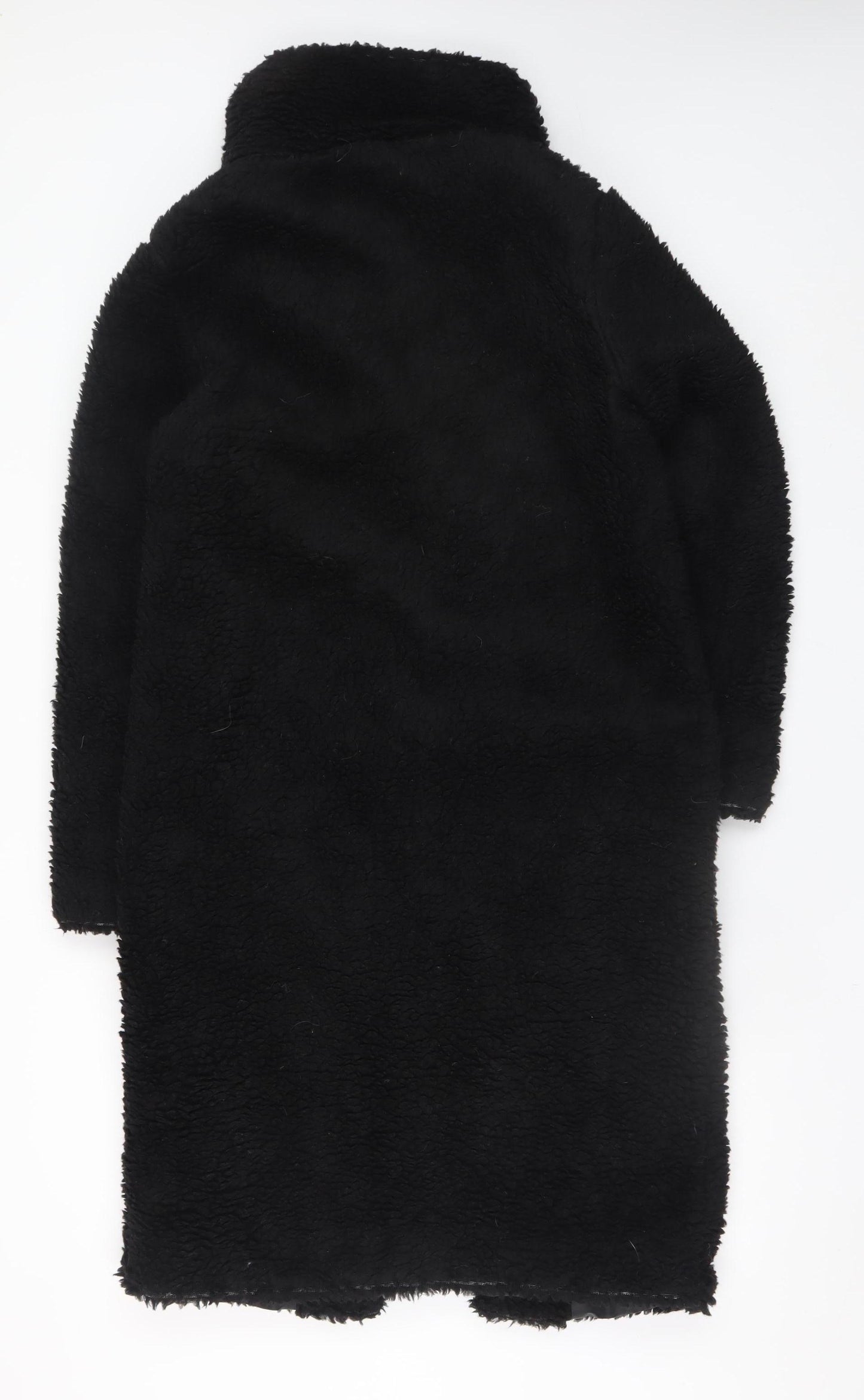 De la Crème Women's Black Long Fleece Overcoat Size 8
