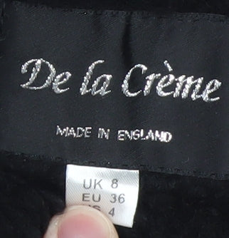 De la Crème Women's Black Long Fleece Overcoat Size 8