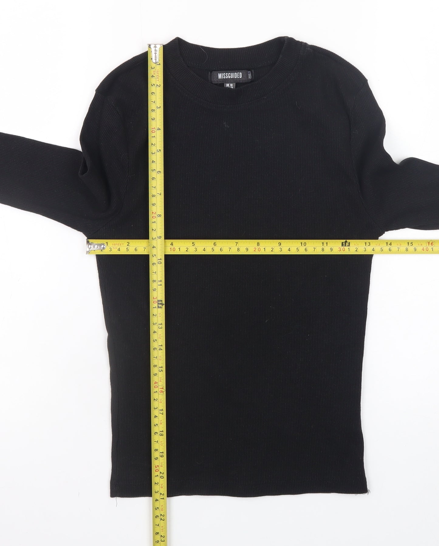 Missguided Women's Black Long Sleeve Slim Fit Basic Top UK 10