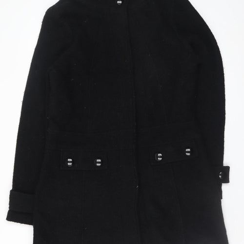 W. Lane Women's Black Wool Blend Mid-Length Coat Size 10