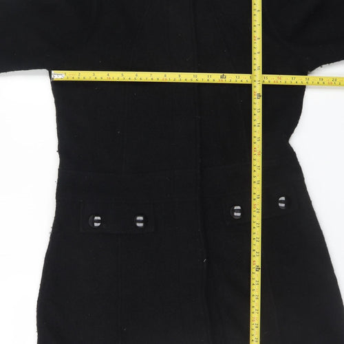 W. Lane Women's Black Wool Blend Mid-Length Coat Size 10