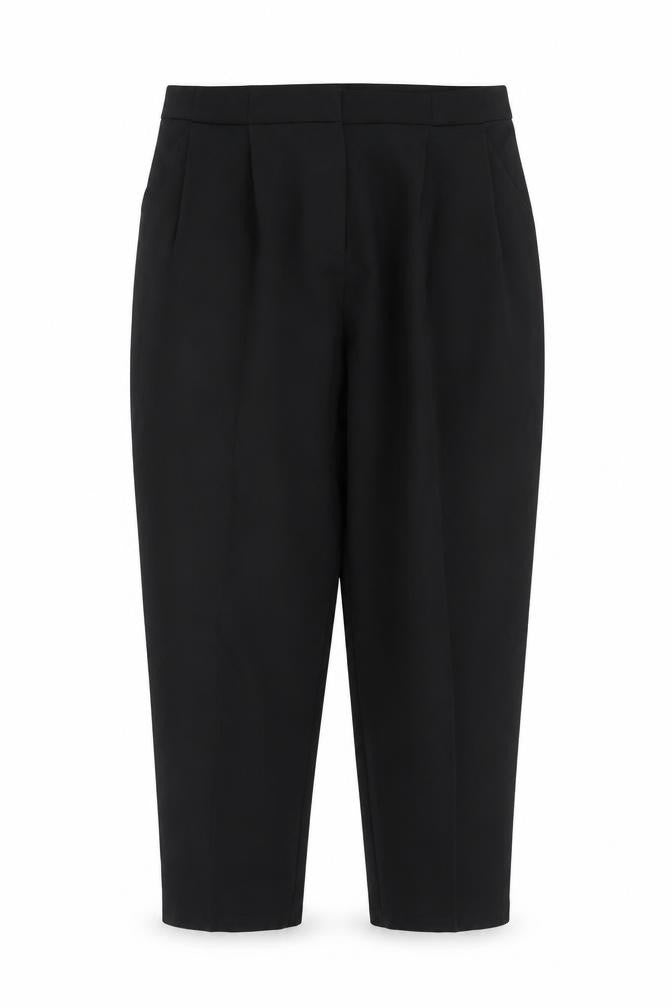 Front view of ASOS DESIGN Women's Black Cropped Tapered Trousers, size 12