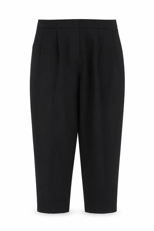 Front view of ASOS DESIGN Women's Black Cropped Tapered Trousers, size 12