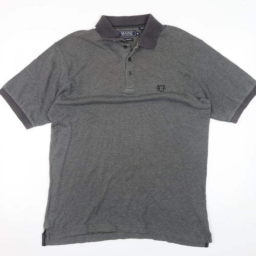 Maine New England Men’s Grey Cotton Short Sleeve Polo Shirt M