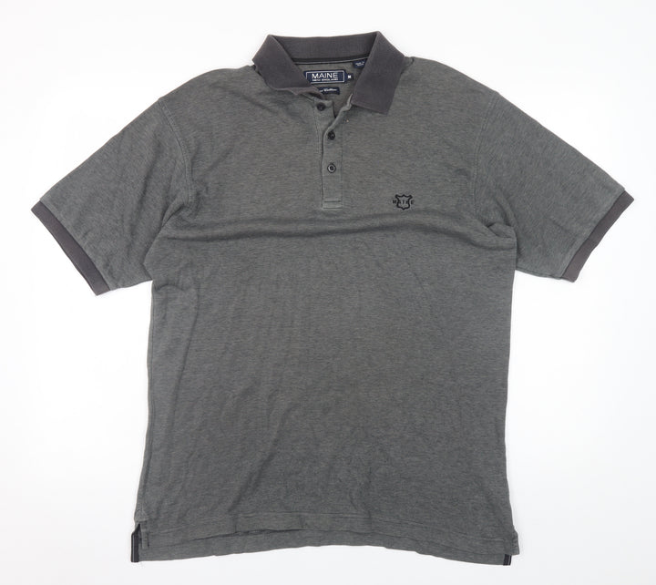 Maine New England Men’s Grey Cotton Short Sleeve Polo Shirt M