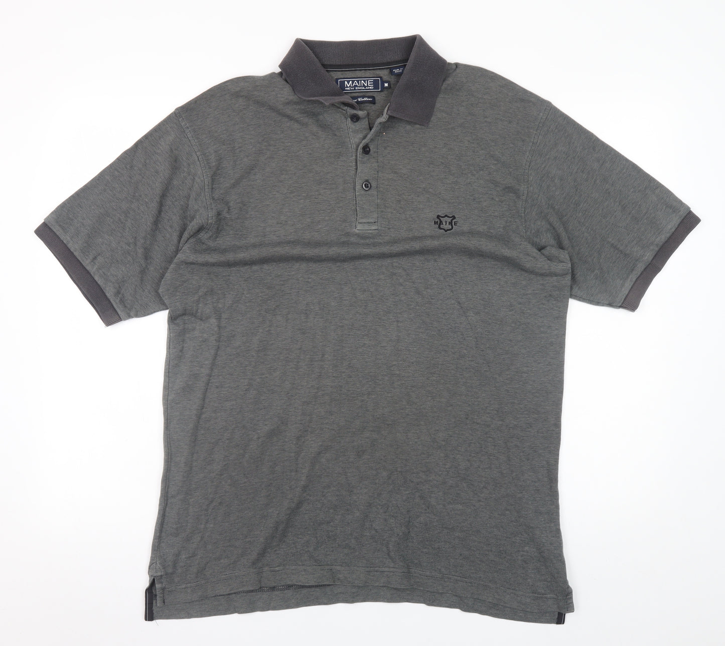 Maine New England Men’s Grey Cotton Short Sleeve Polo Shirt M
