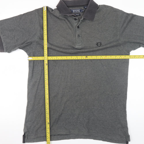 Maine New England Men’s Grey Cotton Short Sleeve Polo Shirt M
