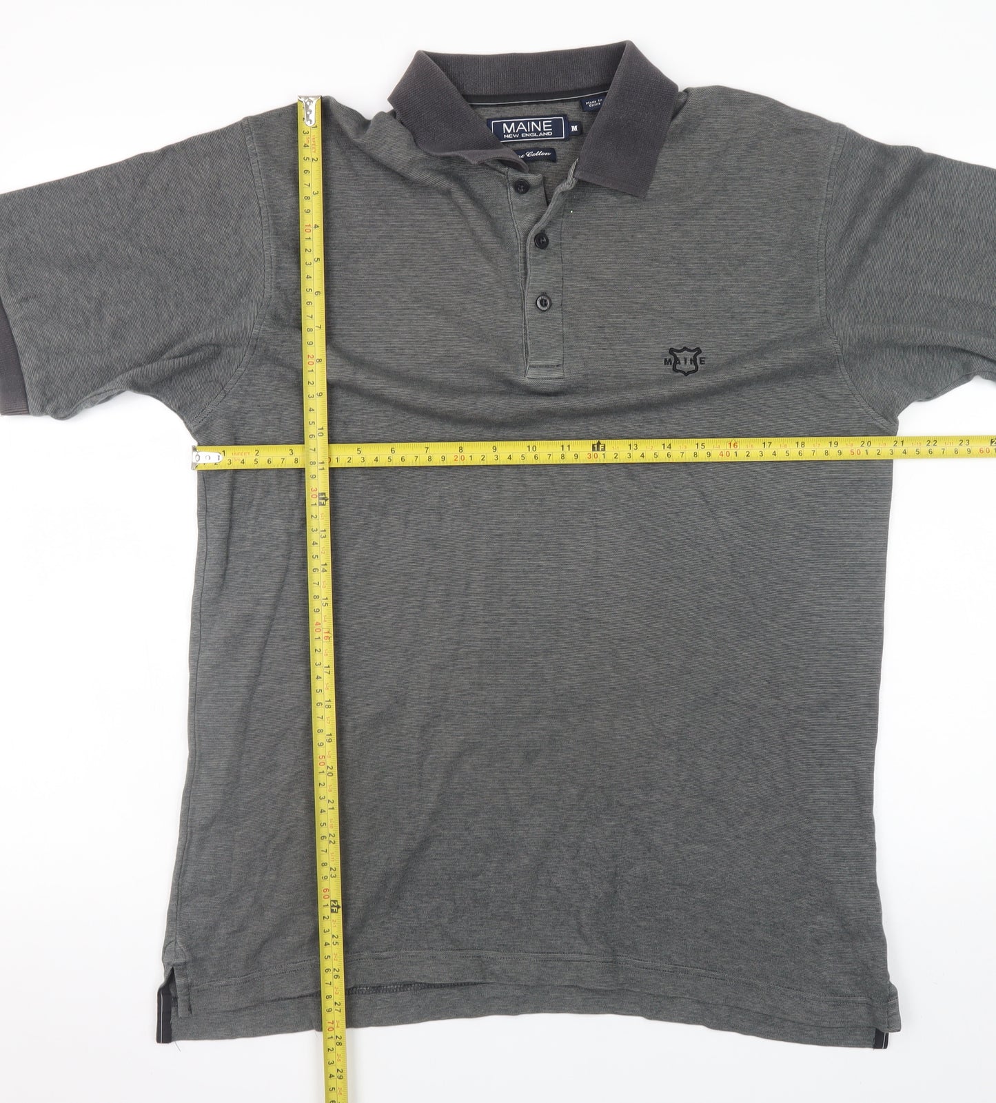 Maine New England Men’s Grey Cotton Short Sleeve Polo Shirt M