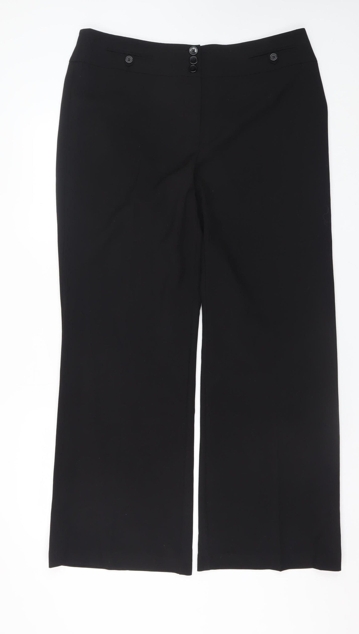 BHS Womens Black Straight Leg Dress Pants Size 16 Polyester Blend