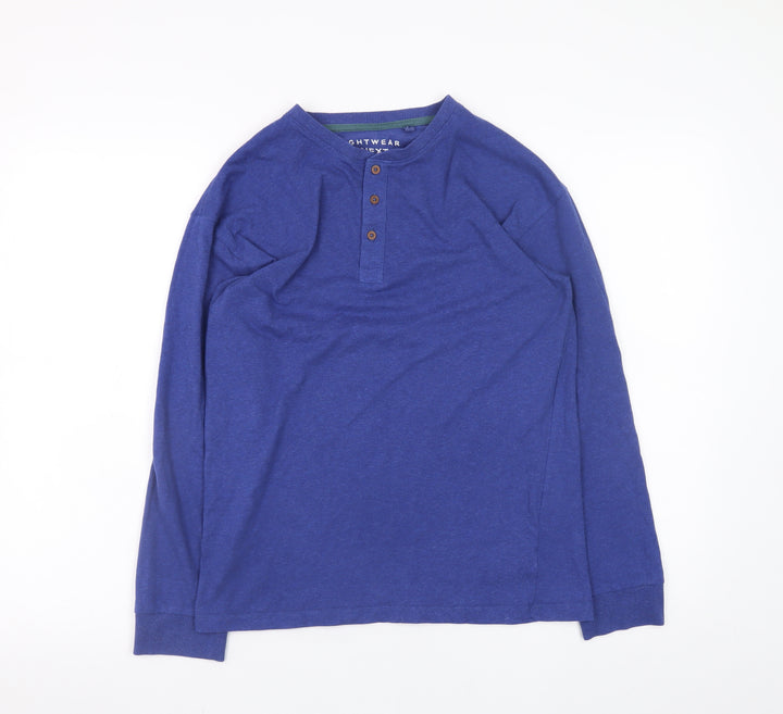 Next Boys Blue Henley Long Sleeve Pyjama Top 12 Years Cotton Blend