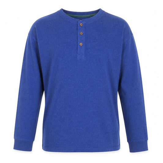 Next Boys Blue Henley Long Sleeve Pyjama Top 12 Years Cotton Blend