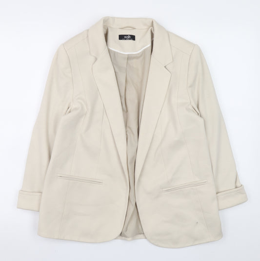 Wallis Women Beige Blazer UK 12 Classic Mid-Length Jacket