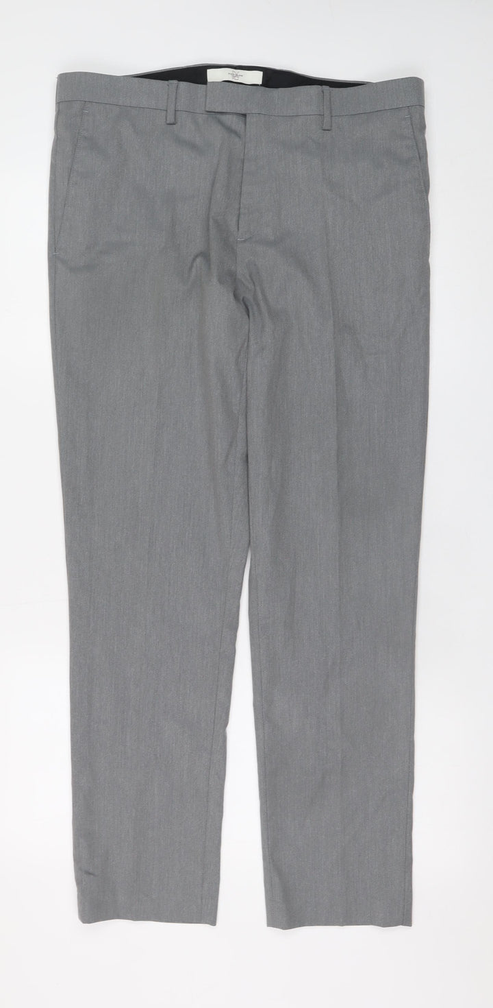 River Island Men's Grey Slim Fit Dress Pants 34R