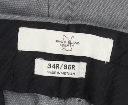 River Island Men's Grey Slim Fit Dress Pants 34R