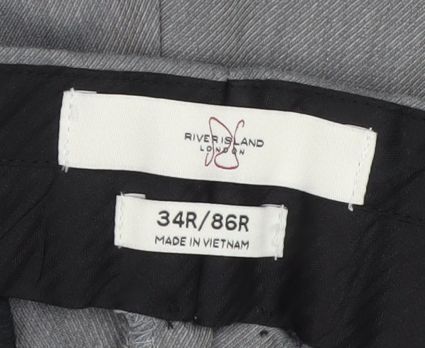 River Island Men's Grey Slim Fit Dress Pants 34R