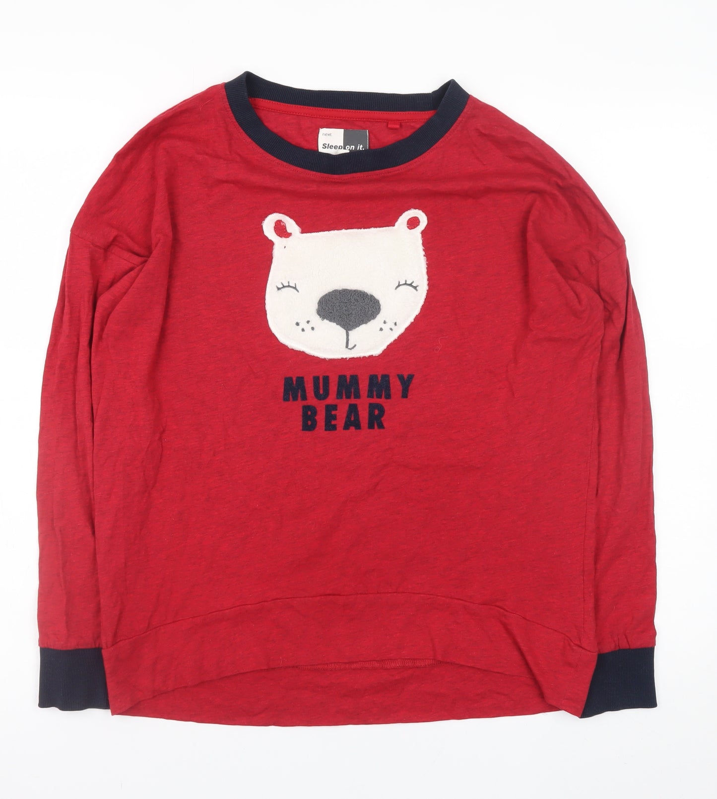 Next Women Red Long Sleeve Mummy Bear Pyjama Top Size 8