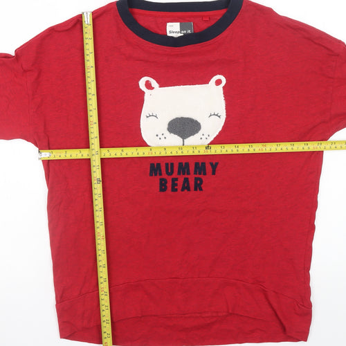 Next Women Red Long Sleeve Mummy Bear Pyjama Top Size 8
