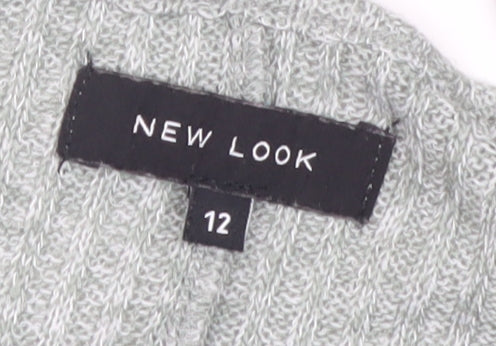New Look Womens Grey Relaxed Knit 3/4 Sleeve T-Shirt Size 12