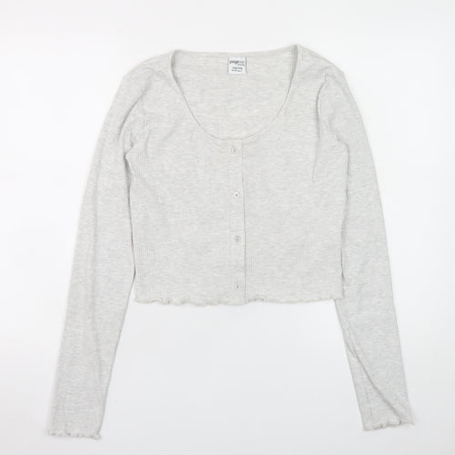 Page One Young Girls Grey Ribbed Button Front Cardigan 14-15 Years