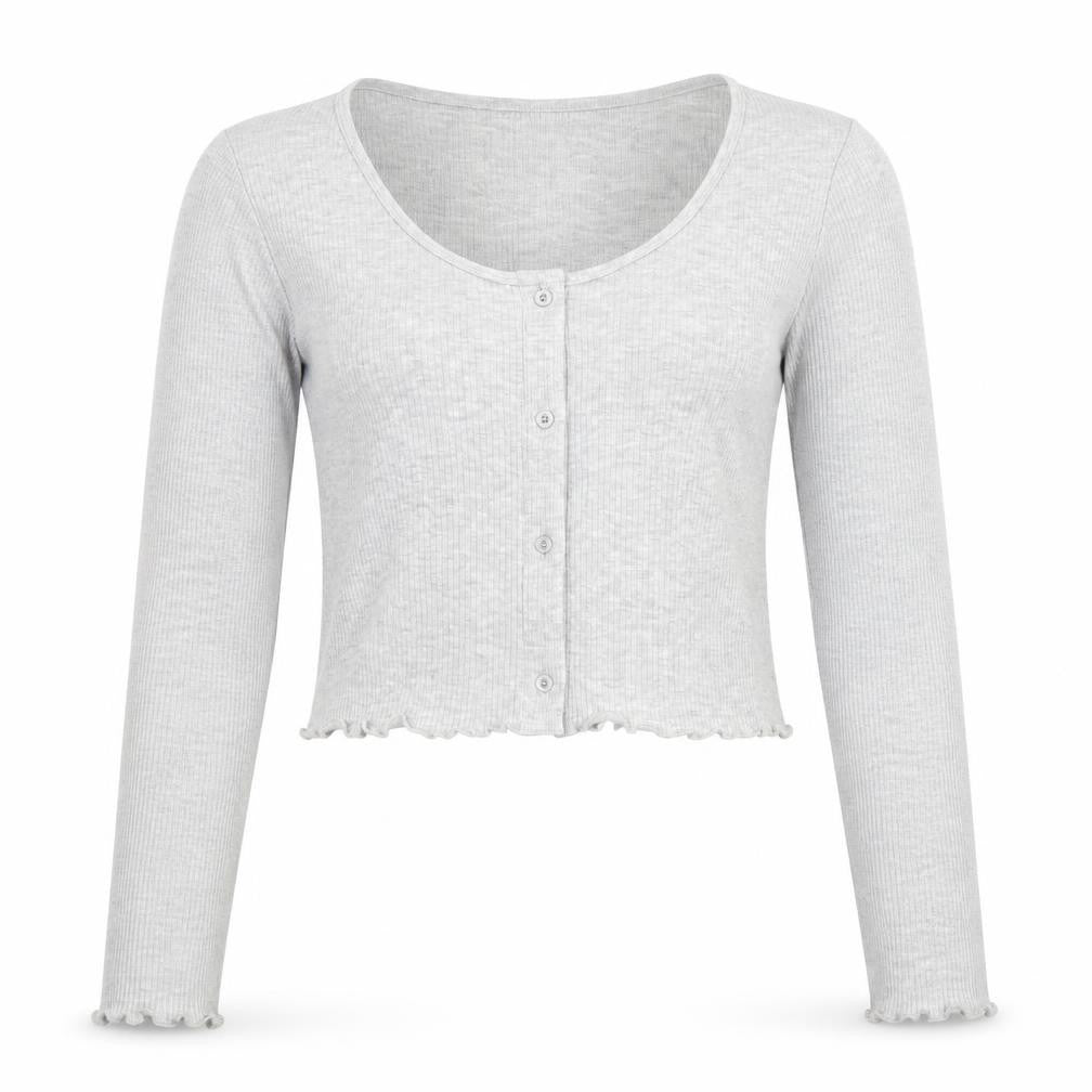 Page One Young Girls Grey Ribbed Button Front Cardigan 14-15 Years