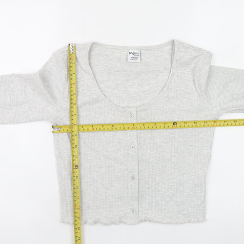 Page One Young Girls Grey Ribbed Button Front Cardigan 14-15 Years