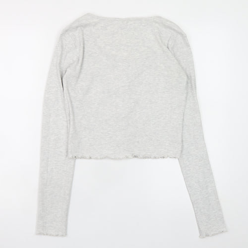 Page One Young Girls Grey Ribbed Button Front Cardigan 14-15 Years