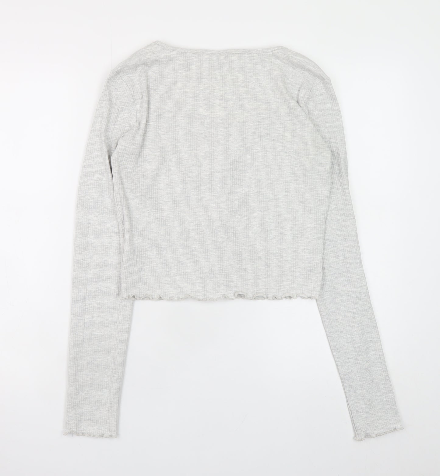 Page One Young Girls Grey Ribbed Button Front Cardigan 14-15 Years