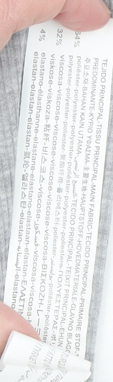 Stradivarius Women’s Grey Cropped Long Sleeve V-Neck Button T-Shirt Size 12