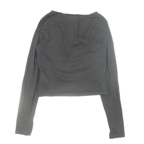 H&M Divided Women's Black Long Sleeve Basic Scoop Neck Cotton Top Size 12