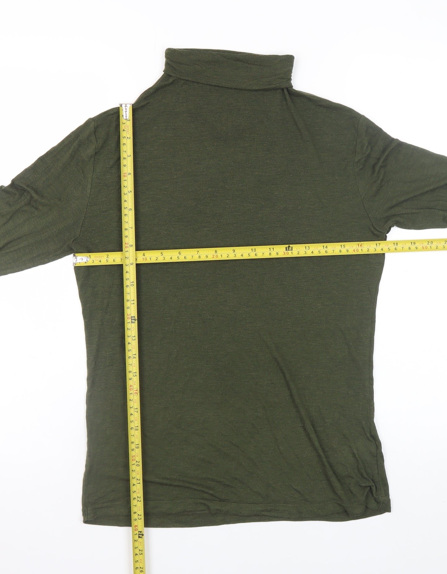 Uniqlo Women Green Roll Neck Long Sleeve Heattech Top Size M