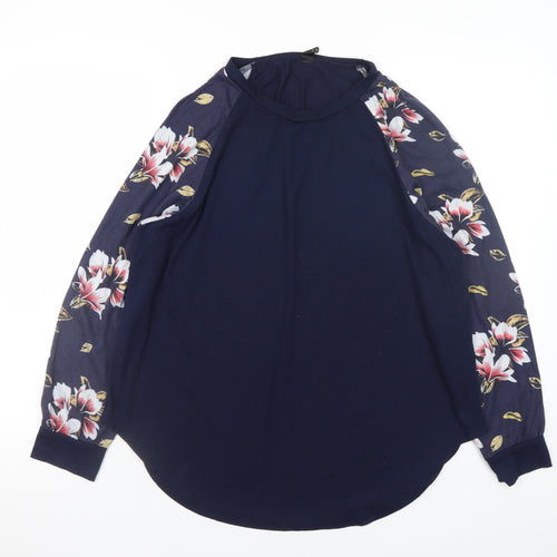 SHEIN Curve Women's Blue Floral Raglan Long Sleeve Tunic Blouse Size 18 Plus