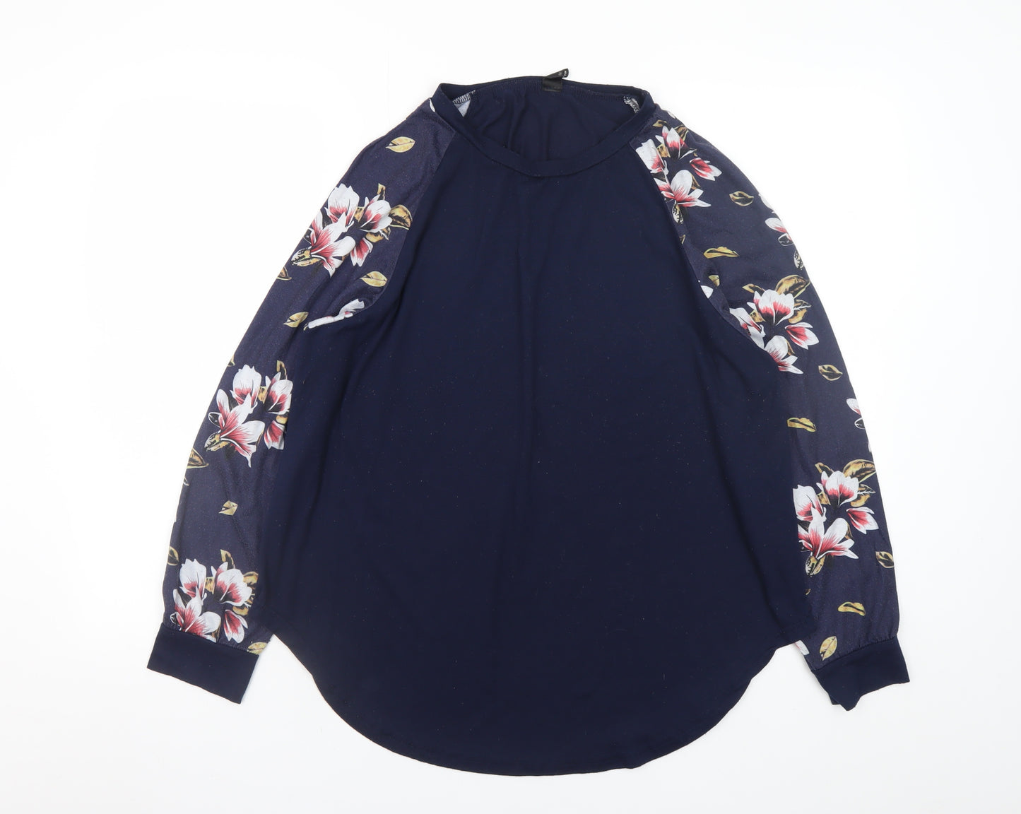 SHEIN Curve Women's Blue Floral Raglan Long Sleeve Tunic Blouse Size 18 Plus