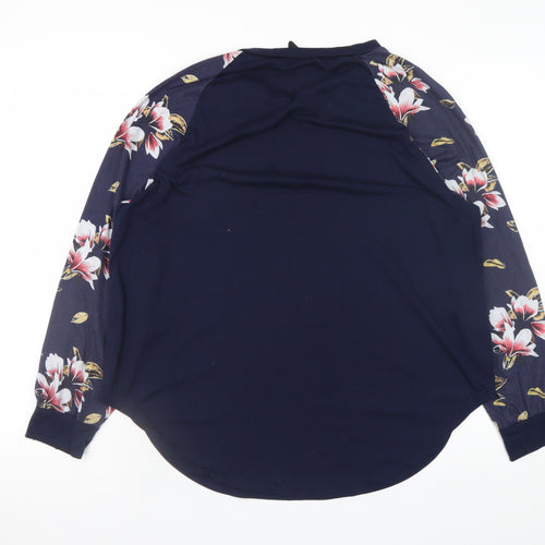 SHEIN Curve Women's Blue Floral Raglan Long Sleeve Tunic Blouse Size 18 Plus