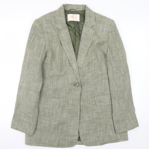 Country Casuals Women Green Size 12 Wool Blend Check Blazer Jacket