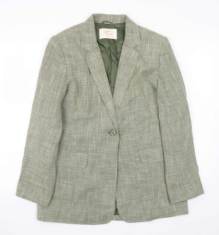 Country Casuals Women Green Size 12 Wool Blend Check Blazer Jacket