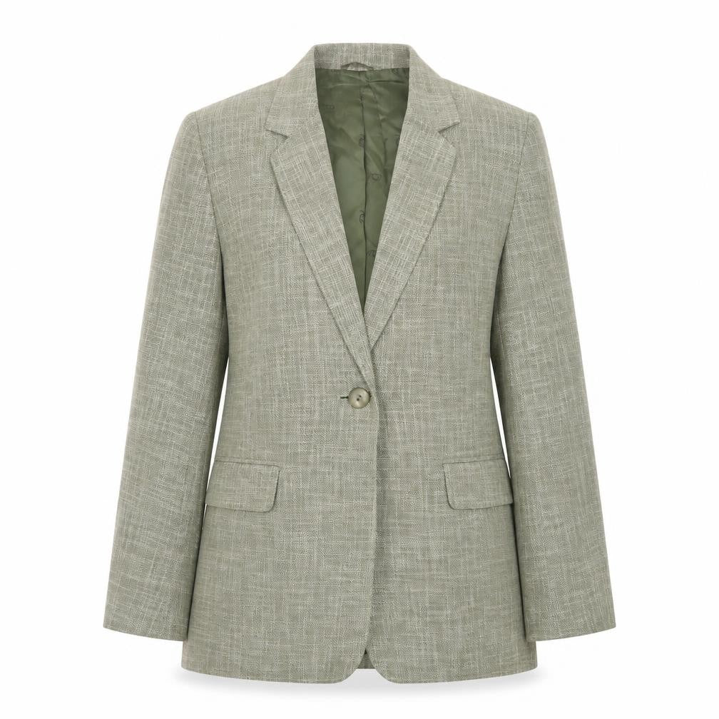 Country Casuals Women Green Size 12 Wool Blend Check Blazer Jacket