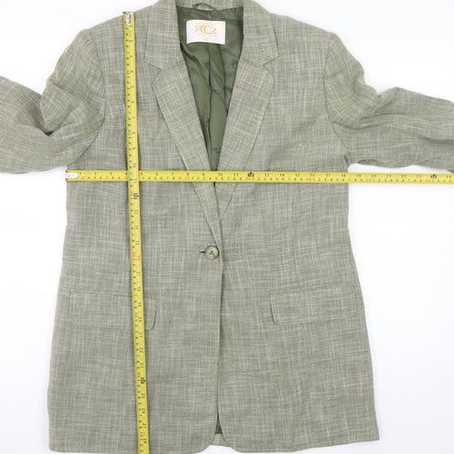 Country Casuals Women Green Size 12 Wool Blend Check Blazer Jacket