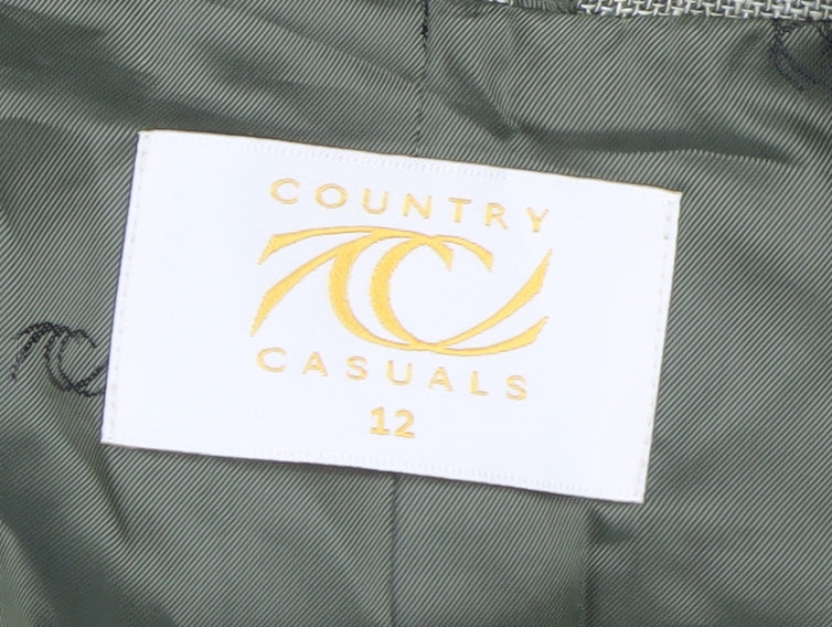 Country Casuals Women Green Size 12 Wool Blend Check Blazer Jacket