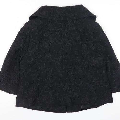 Wallis Womens Black Floral Jacquard Short Jacket Size 14