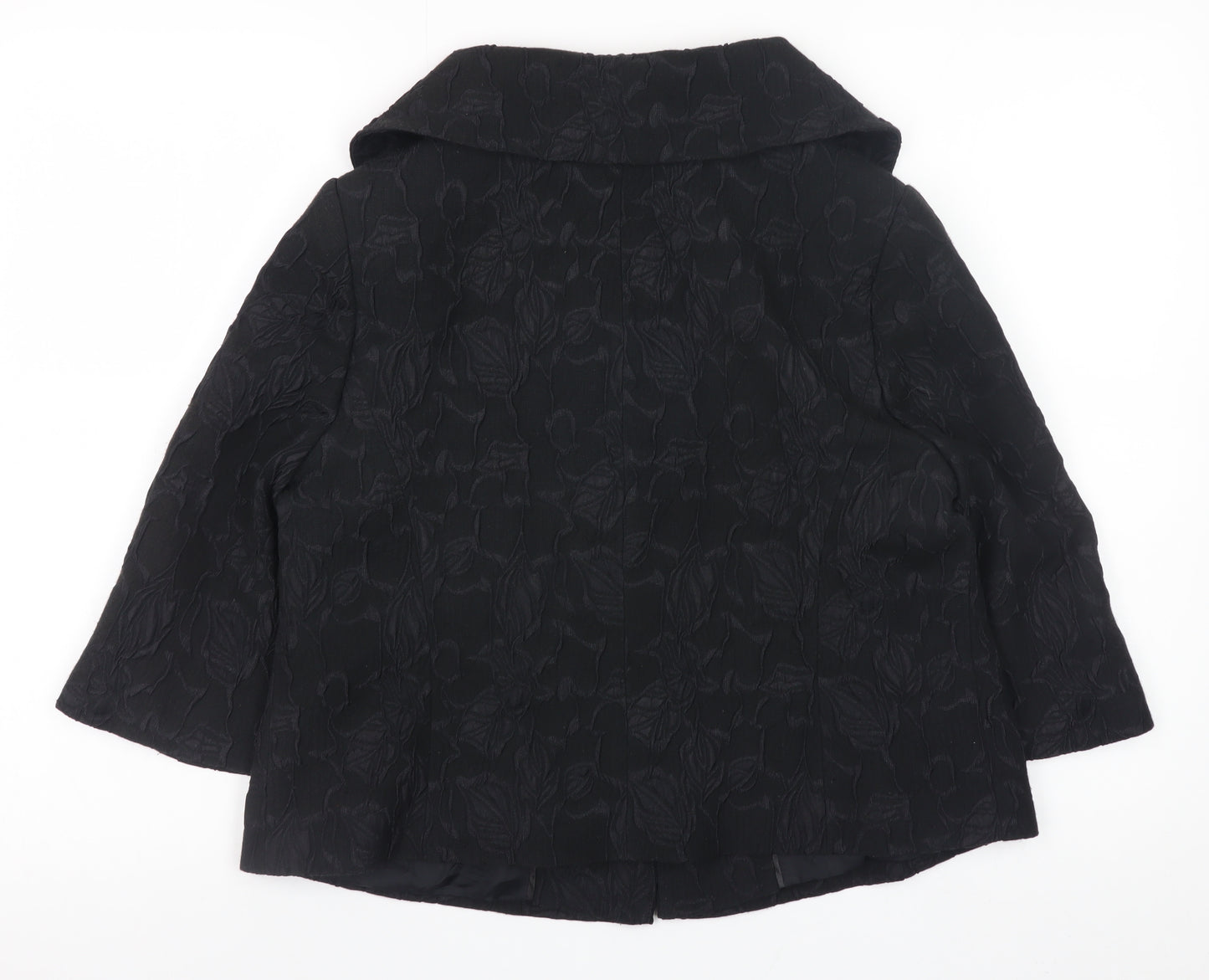 Wallis Womens Black Floral Jacquard Short Jacket Size 14