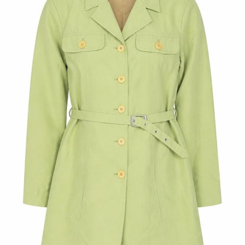 Part Two Women Green Cotton Belted Trench Coat Size 12