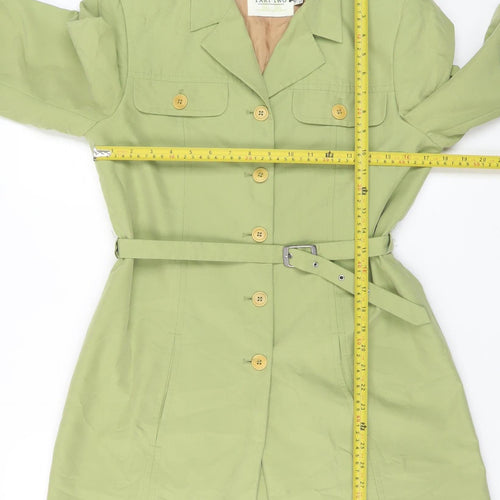 Part Two Women Green Cotton Belted Trench Coat Size 12