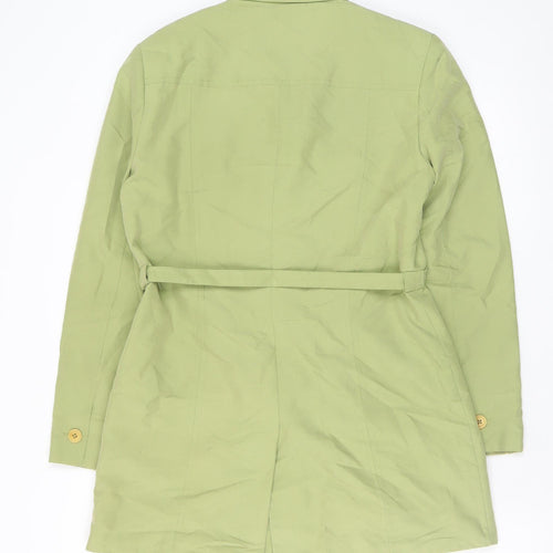 Part Two Women Green Cotton Belted Trench Coat Size 12